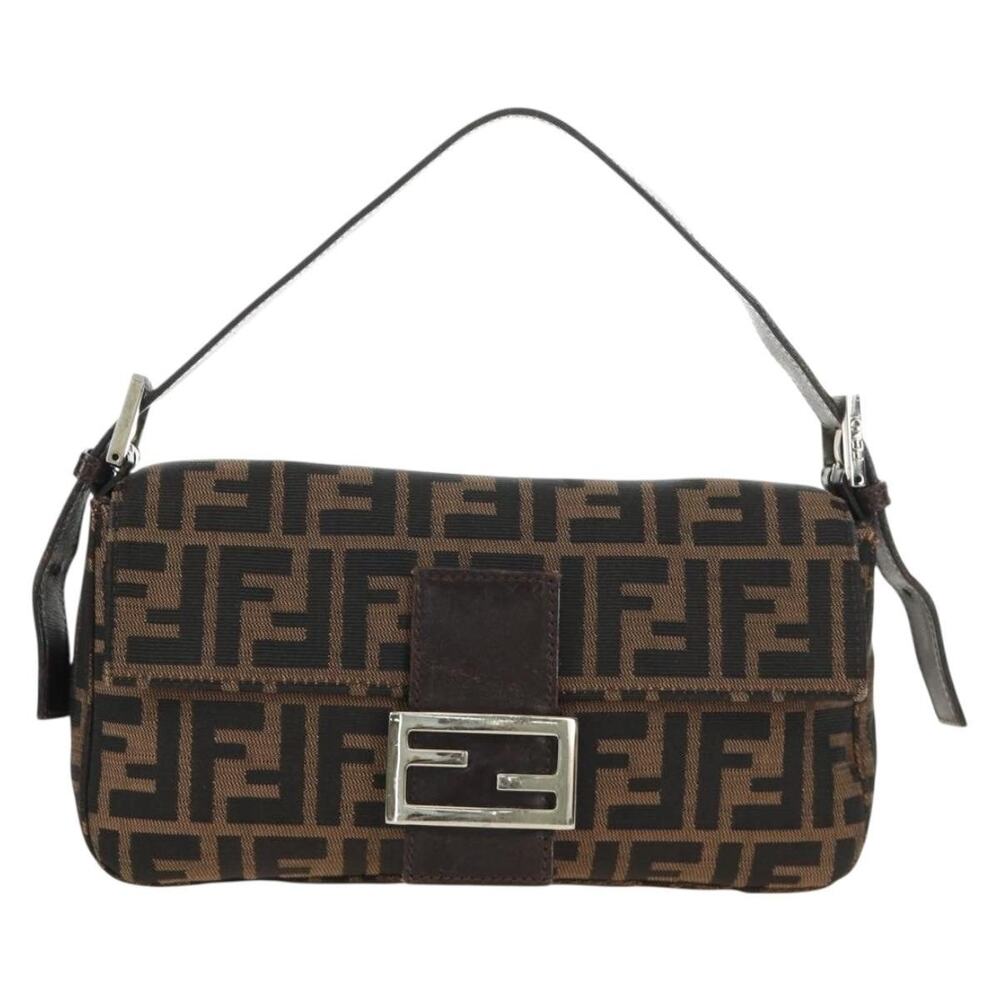 Fendi Zucca Mamma Baguette Shoulder Bag Black